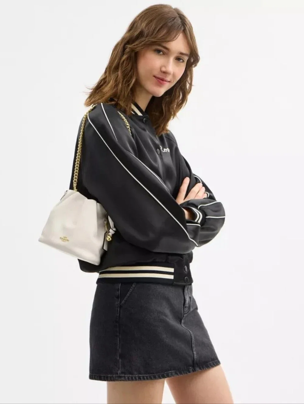 NWT! Coach Faye Mini Drawstring Bag In Gold/chalk #CDB67